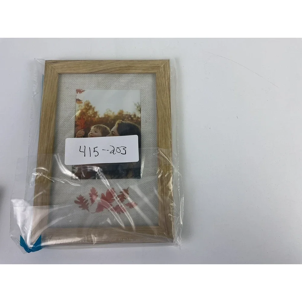 Fall Leaves 4x6 Photo Frame Natural Wood Thanksgiving Decor‎ NEW